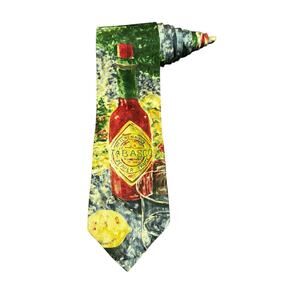 Tabasco Sauce Bottle Painting Impressionist Vintage Novelty Necktie 100% Silk